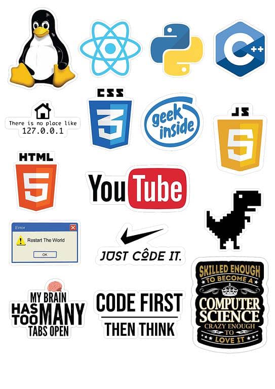 Programming Language Text Stickers for Laptop Car Bike Phone Stickers