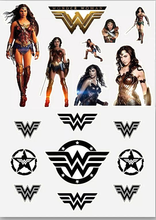 Wonder Woman Stickers Pack – Superhero Vinyl Stickers for Laptop, Car, Bike & Phone