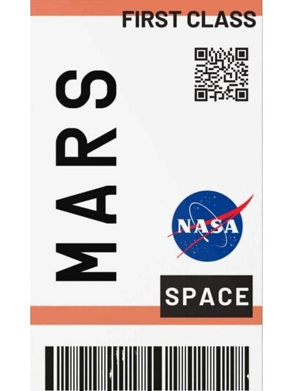 Ticket to Mars Sticker - 3 inch x 2 inch - Nasa Stickers