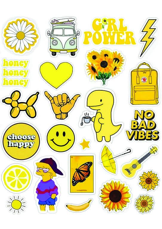 sticker Pack Yellow Girls laptop mobile water bottles guitar fridge