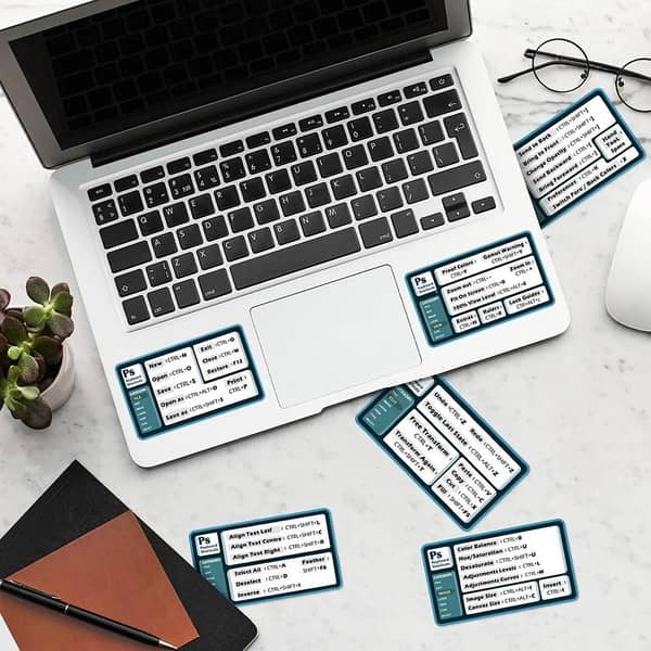 7 Pieces Shortcut Key Sticker Self-adhesive Stickers Keyboard Shortcuts Sticker Laptop Quick Reference Keyboard Guide Keyboard