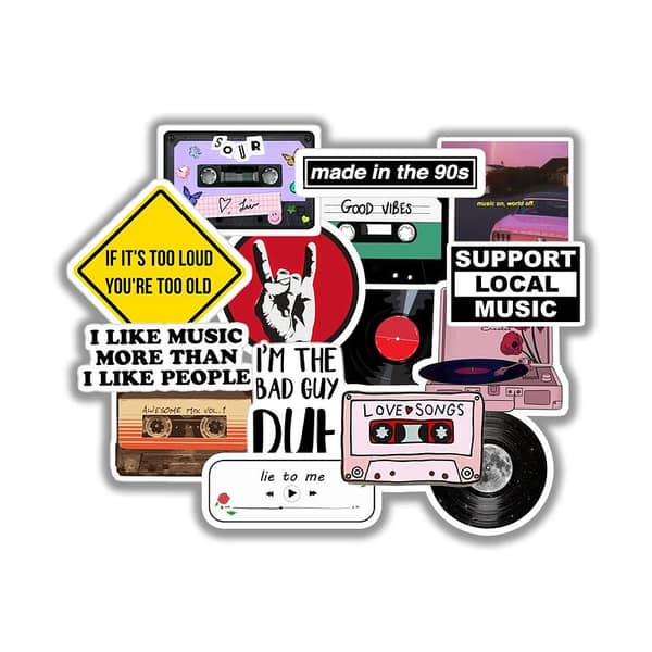 Music Stickers for Kids Teens fans, Waterproof DIY stickers for Decor, Laptop, Water Bottle, Car Cup, Computer, Guitar, Skateboard, Luggage and Bike Bumper etc