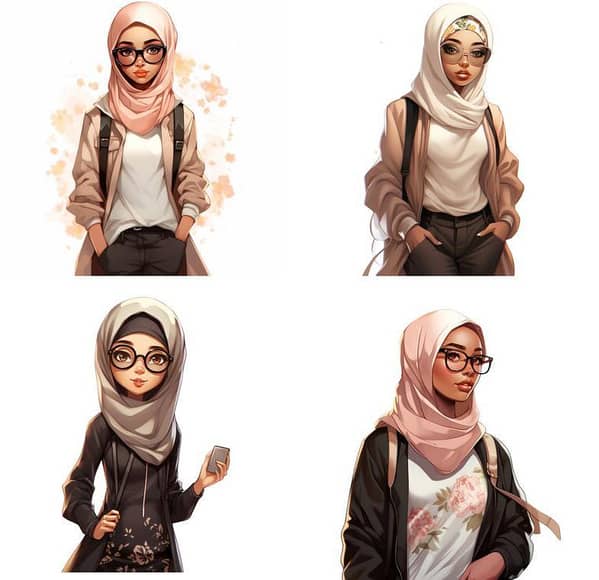 Hijabi laptop stickers 4pcs, mobile, scrapbook, diary Introvert hijabi, antisocial