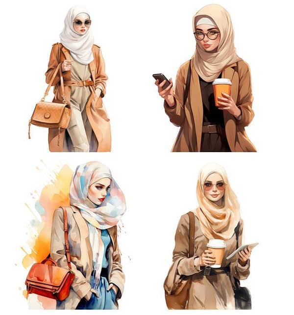 Hijabi laptop stickers 4pcs, mobile, scrapbook, diary Introvert hijabi, antisocial