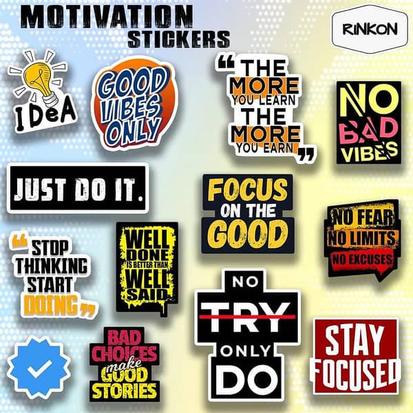Motivation stickers Inspiration Pack of 13 Vinyl Sticker Motivation Quotes Stickers for Laptop Trackpad All Models Laptop Sticker Laminated Vinyl Printed DIY Notebook, Laptop, Bicycle, Helmet