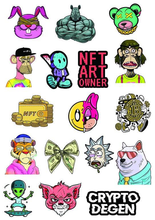 NFT Art Sticker 17pcs Sheet Cool Vibes For Random Aesthetics Books