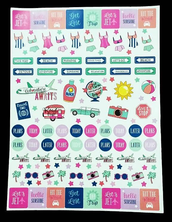 Planer Stickers Sheet: Travel, Gym, Notes, Scrapbook for Happy Planner