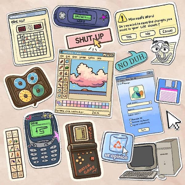 Millennial Sticker Pack of 15  Retro Nostalgia Collection