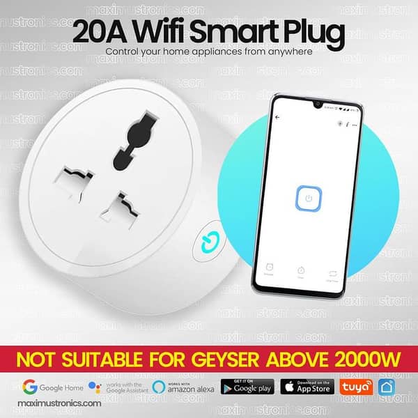3 Pin Smart Wifi Plug Wall Socket Switch 20A 220v UK Plug back and front universal Power energy monitor Work with tuya smartlife app Alexa Google Home Assistant