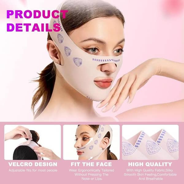1 SOLUTION SHOP Face Lifting Belt for Women & Girls | V Shape Jawline Slimming Strap | Double Chin Reducer | Anti-Sagging Face Lift Mask | Chin Tightening Band | Facial Slimming & Skin Firming Beauty And Anti Wrinkle Tool