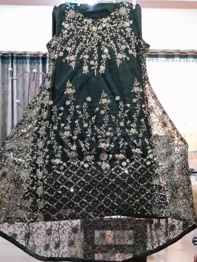 Designer Heavy Embroidered Net Tail Frock - Brand New