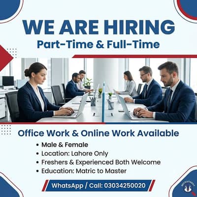 WE HIRING MALE AND FEMALES STAFF FORh  OFFICE WORK