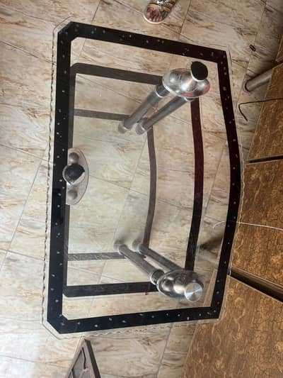 Elegant Glass & Black Metal Console
