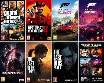 PC Games Available –GTAV| RDR2|ForzaHorizon5|Tekken8–Fast Installation