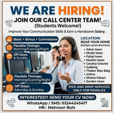 Part-time | Full-time jobs | Male & Female both Can Apply