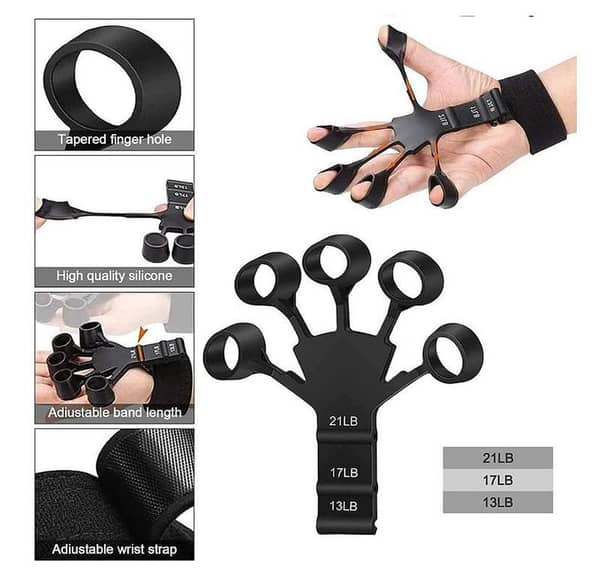 Hand Finger gripper Pack of 1 Piece Silicone Wrist 3 Resistant Level 5-Finger Exerciser Forearm Trainer Finger Gripper Strengthener Grip Hollow Grip Strength Five Finger Trainer
