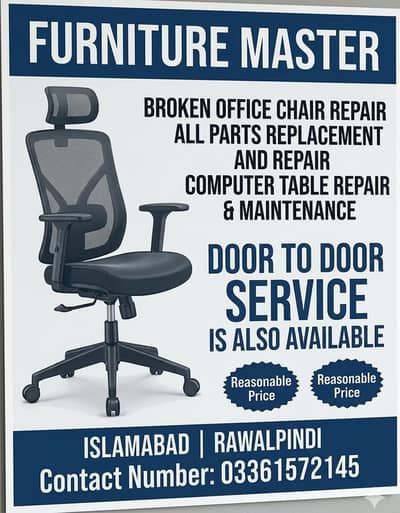 office chair repair Islamabad Rawalpindi door to door 0336-1572145