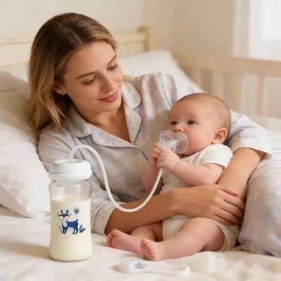 Self Feeding Baby Bottle Hands Free with Straw Tube