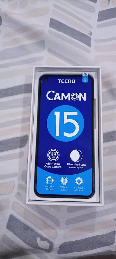 Tecno Camon 15 4/64GB PTA Approved | Complete Box | Excellent Conditio