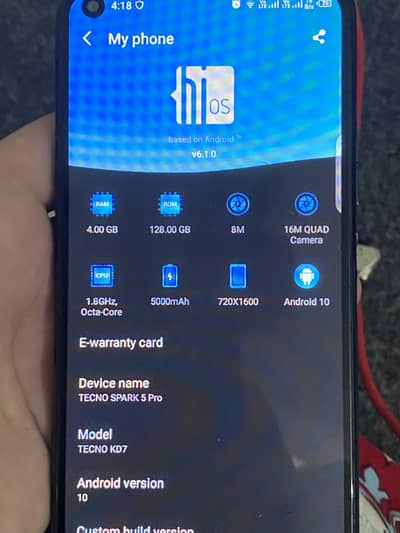 Tecno separk 5 pro 4 128 ha