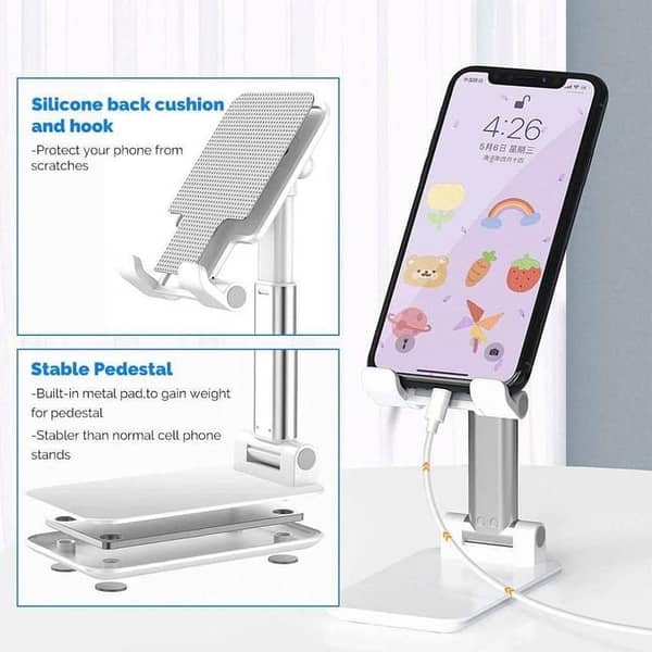 UNIVERSAL MOBILE & TABLET ADJUSTABLE STAND FLEXIBLE & EXTENDABLE WITH HEIGHT & SIZE ROTATION PREMIUM FEELING STAND |BEST STABILIZATION| SUITABLE WITH ALL SCHOOL & OFFICE WORKS ETC WITH EASY TO USE AND COMPACT SIZE TO CARRY