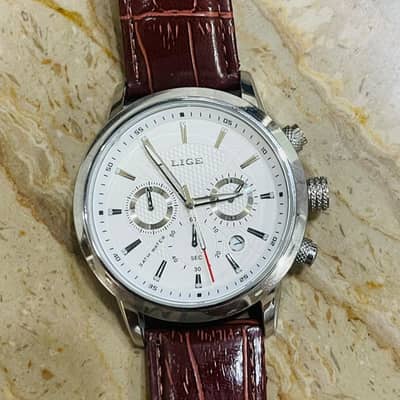 LIGE Original Men's Quartz Watch | Leather Strap | Box Included
