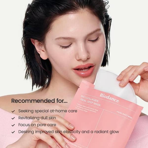 1SOLUTION SHOP BIODANCE Bio-Collagen Real Deep Mask, Hydrating Overnight Hydrogel Mask, Pore Minimizing skin tightening and wrinkles removing face mask overnight beauty hydrogel collagen face mask