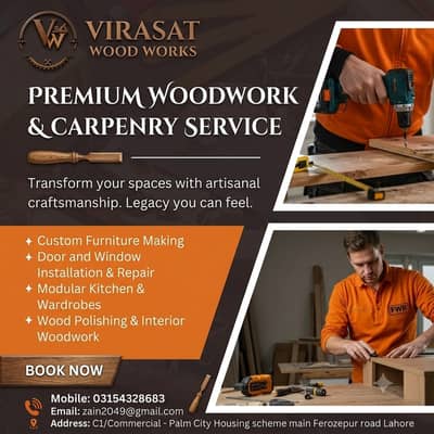 Carpenter-Kitchen,Wardrobe Wood ,Polish & Furniture Repairing Service
