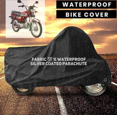 Waterproof Bike Cover Black 70CC Parachute Fabric