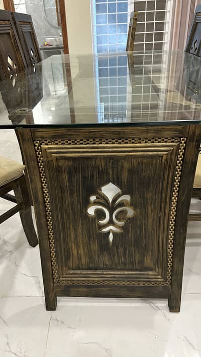 Glass Dining table with 8 chairs for sale