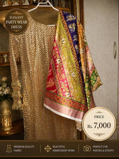 Luxury Golden Party Wear Maxi | Heavy Embellished Dress | Fancy Formal