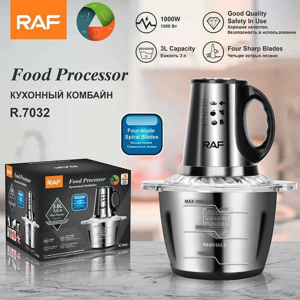 RAF Electric Meat Chopper 5L – 800W High Power Stainless Steel Bowl | Heavy Duty Food Processor for Meat, Vegetables & Spices | 2 Speed Control | Durable Sharp Blades | Kitchen Essential Machine