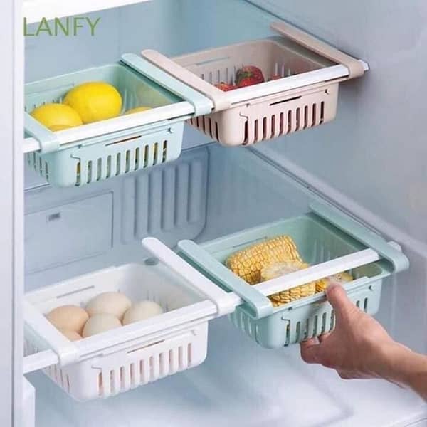 Adjustable Fridge Storage Basket Expandable Rack Plastic Space Saver Food Organizer Tray