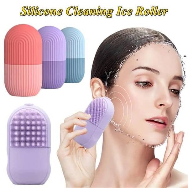 2-in-1 Silicone Cylindrical Ice Face Roller Cold Compress Soothing Skin for Massage/Cleansing Portable Reusable Skin Care Tool