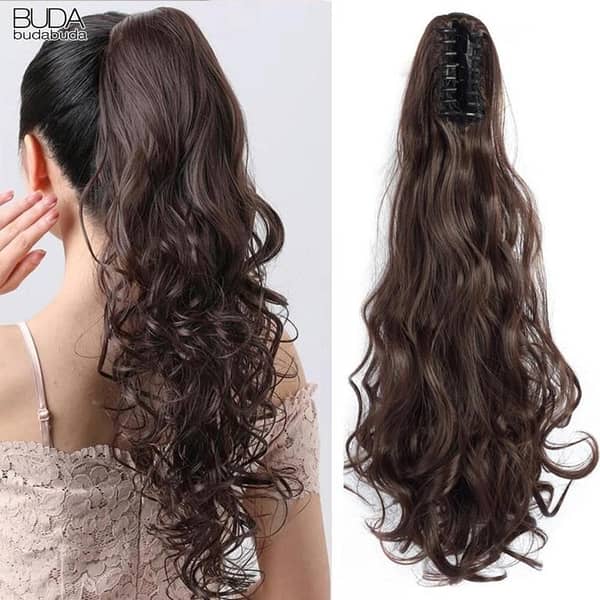 Ponytail with Clip Hair Extension Wig for Girls and Women – Burgundy