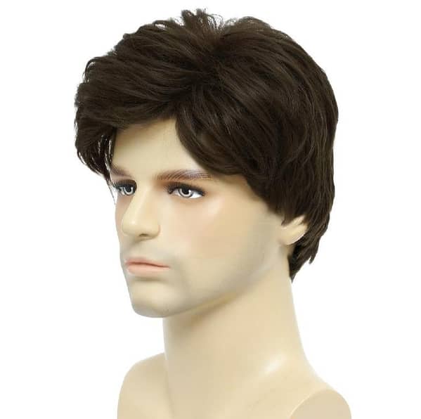Mens Wigs Short Natural Black Wig for Men – High-Temperature Synthetic Hair, Realistic Toupee