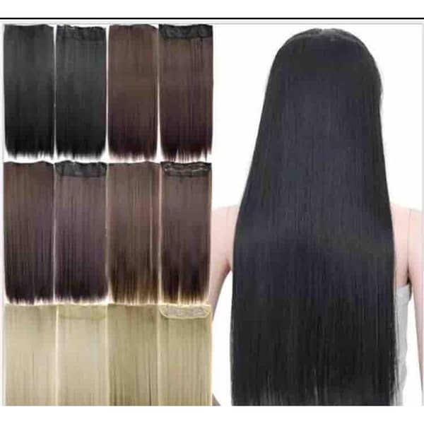 30-Inch Long Natural Black Hair Extension with 5 Clips – New Straight Wig by Marhaba Collection