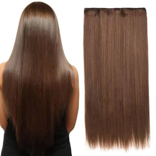 26-Inch Straight Clip-In Hair Extensions, 5-Clip Piece in Copper Brown 2/30