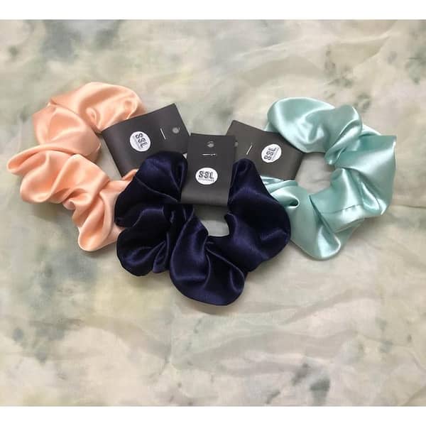 3 Premium Silk Satin Scrunchies - Elastic Hair Bands for Girls