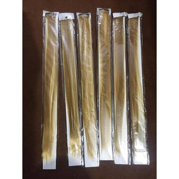 6 Single Clip Blonde-Golden Hair Extensions for Girls