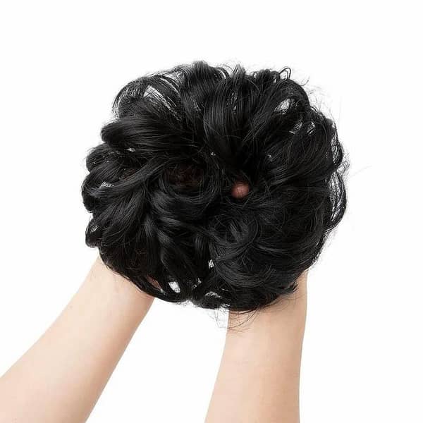 New Arrival: Synthetic Bun Pony Extensions for Women, Black Jungle Poni with Messy Scrunchies