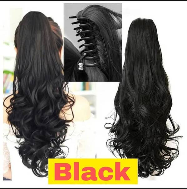 Long Hair Claw Clip Ponytail Extension for Women – Black