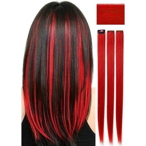 Pack of 3 red hair highlight strips for girls and women