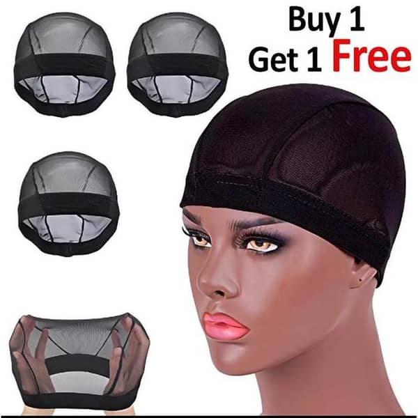 Breathable Wig Net Cap, Easy to Wear (Pack of 2) in Black