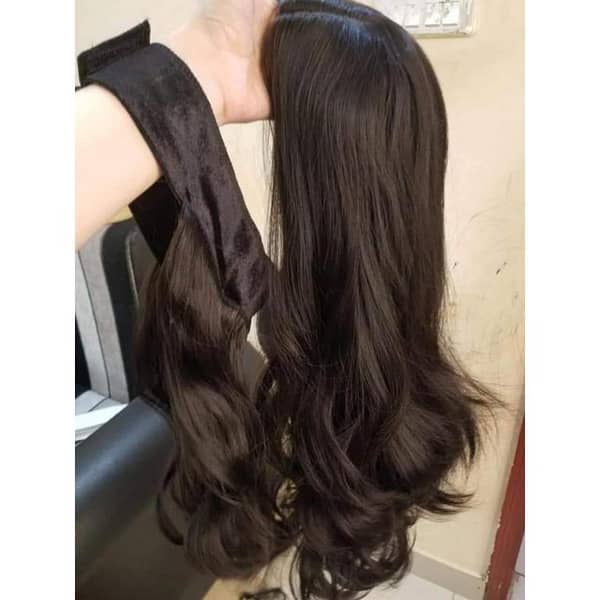 Matt Full Head Cap Natural Wig for Women – Front Band and Center Part, 2 Pieces