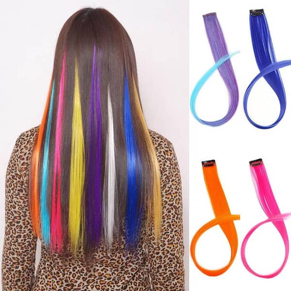 Pack of 5 Colorful Hair Strips for Girls - Mixed Color Strips