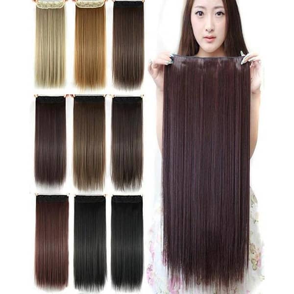 Elegant 5-Clip In Straight Hair Extension in Natural Brown