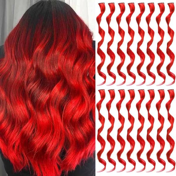 Hair Extensions Clip-In Neon Hair Extension | Colored Straight Clip-Ins for Kids and Girls, 22 inches, 1 piece