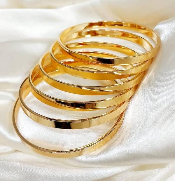 Elegant 6-Piece Plain Golden Bangles for Women and Girls
