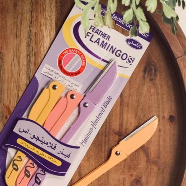 Feather Flamingo Facial Razor – Pack of 3 for Face, Eyebrows & Body Shaving
